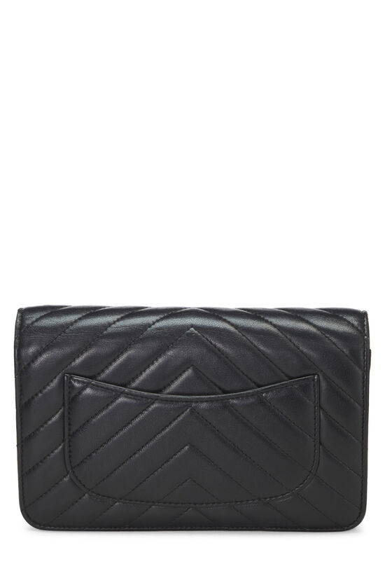 Black Chevron Lambskin Wallet on Chain (WOC), , large image number 4