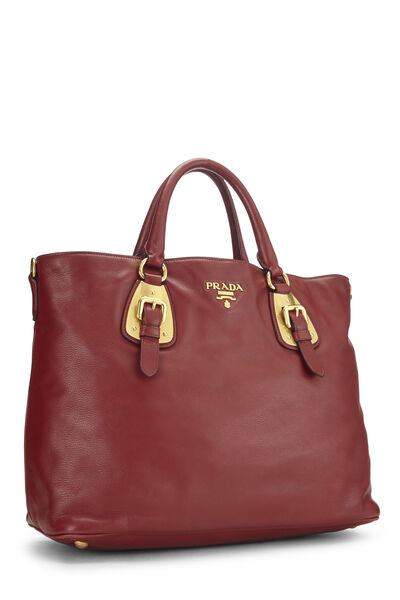 Red Calfskin Convertible Buckle Handbag, , large