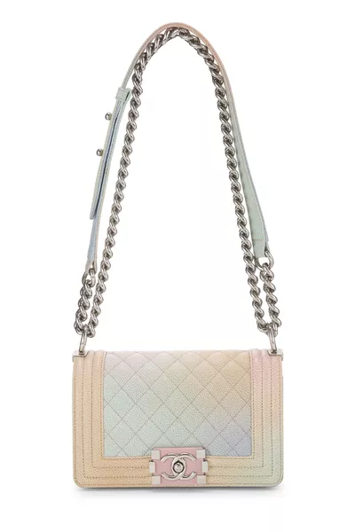 Rainbow Quilted Caviar Boy Bag Small