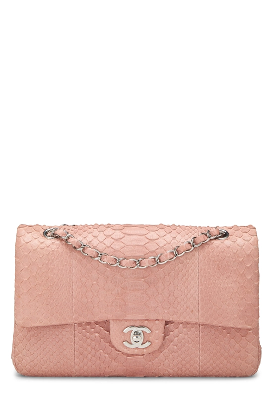 Pink Python Classic Double Flap Medium, , large image number 0