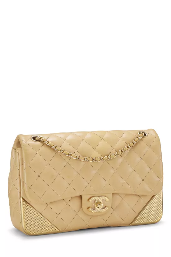 Paris-Cosmopolite Beige Chevron Lambskin Rock the Corner Flap Bag Medium, , large image number 1