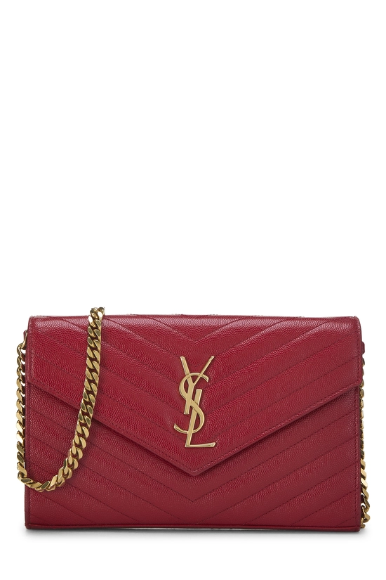 Red Grainy Leather Monogram Wallet On Chain (WOC), , large image number 0