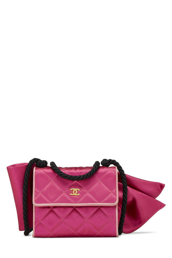 Chanel Black and Neon Pink Two Tone Quilted Flap Bag Chanel