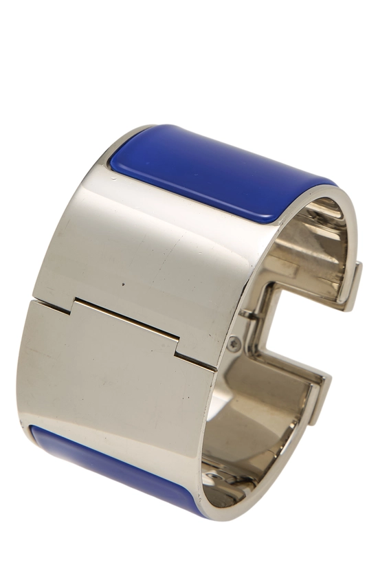 Hermes Clic Clac PM Silver Blue Multicolor Metal Belt Hermes Clic Clac PM Bangle Bracelet Blue Silver Metal Enamel  main image 4