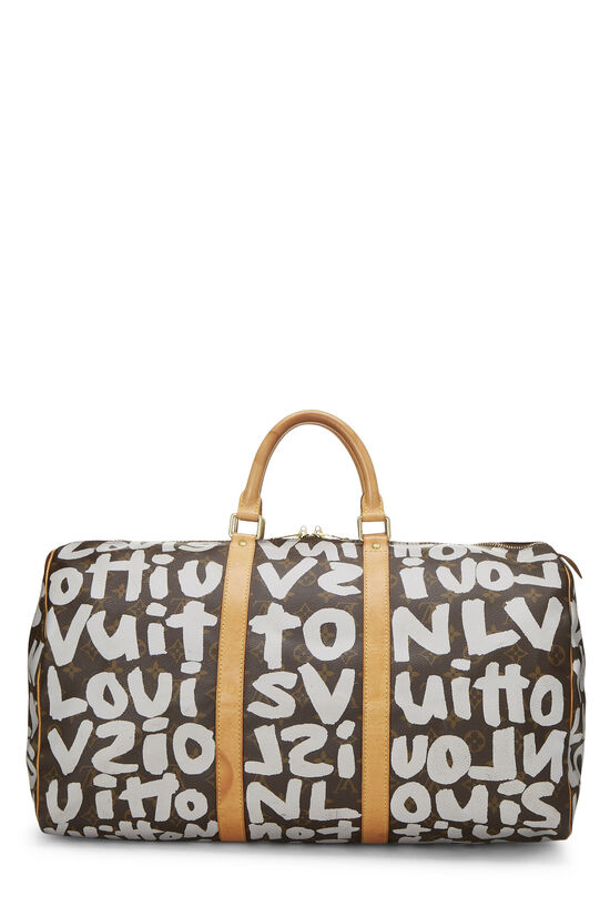 Louis Vuitton Keepall 50 Monogram Graffiti Green Duffle Bag, Men's