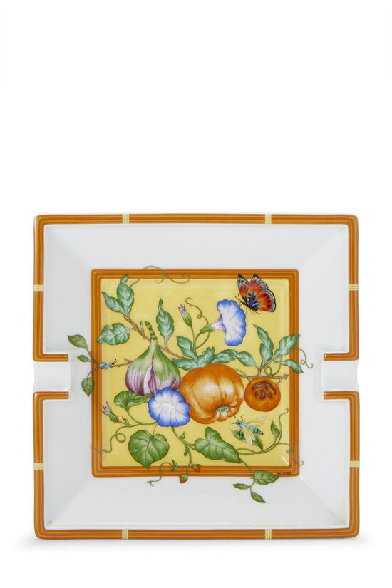 Orange & White Square Porcelain Ashtray, , large image number 0