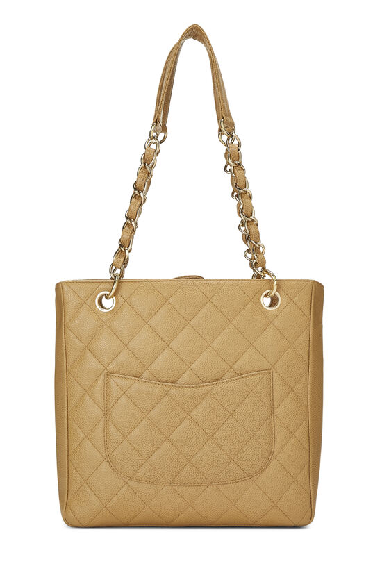Beige Quilted Caviar Petite Shopping Tote (PST), , large image number 4