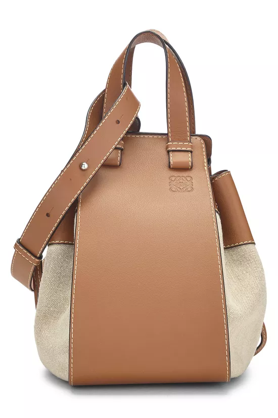 Brown Canvas Hammock Drawstring Bag Medium, , large image number 0