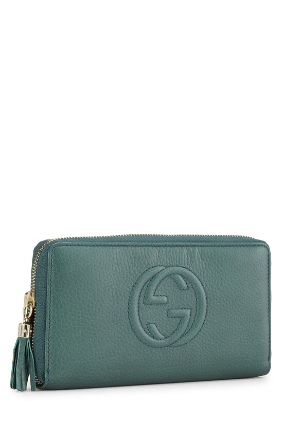Green Leather Soho Zip Wallet, , large image number 1