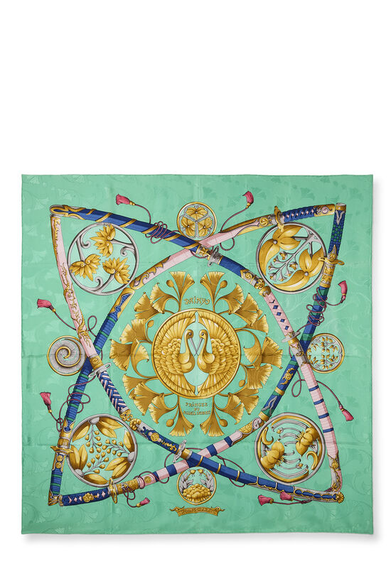 Green & Multicolor 'Daimyo' Silk Scarf 90, , large image number 0