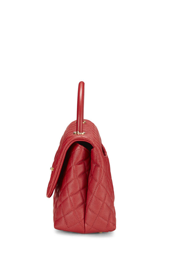 Red Quilted Caviar Coco Handle Bag Small