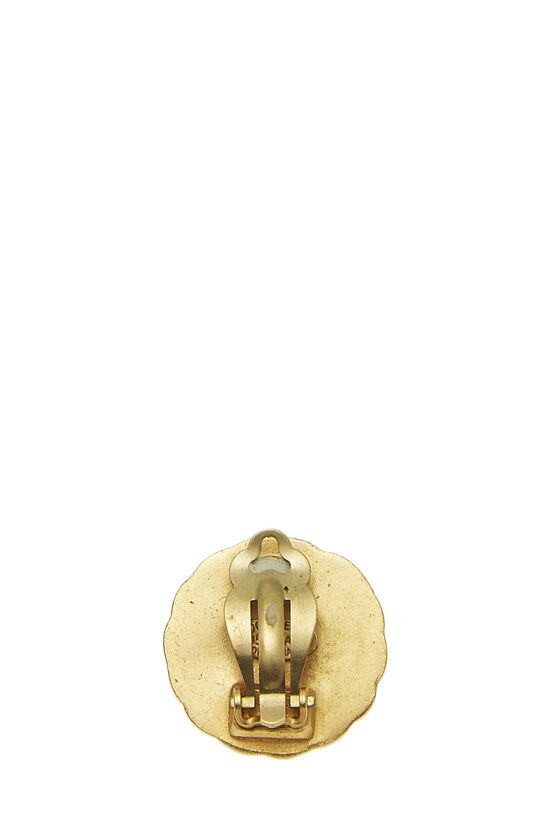 Gold Metal Sunburst 'CC' Earrings, , large image number 1
