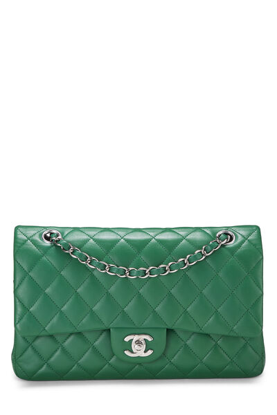 Green Quilted Lambskin Classic Double Flap Medium