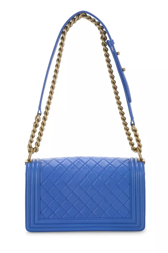 Blue Quilted Lambskin Boy Bag Medium, , large image number 3