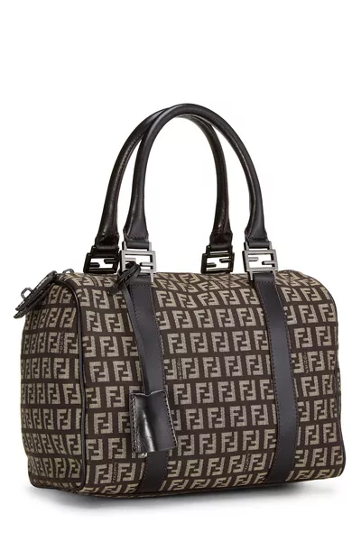Fendi Brown Zucchino Canvas Forever Boston Small — photo 2