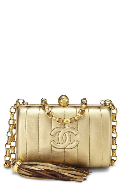 Gold Lambskin 'CC' Evening Bag