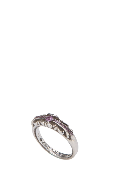 Sterling Silver Pink Sapphire Baby Classic Floral Cross Ring