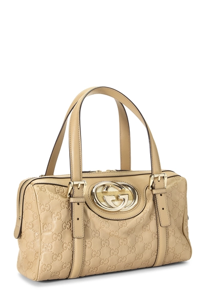 Beige Guccissima Leather Web Britt Boston Bag, , large