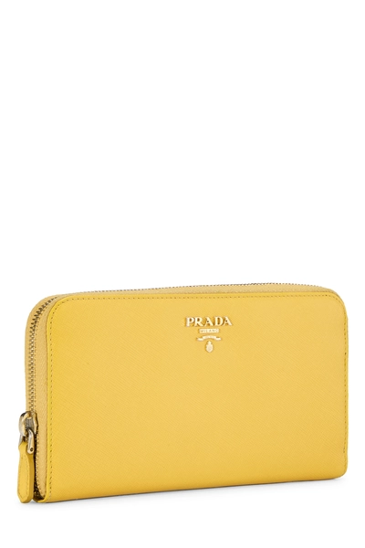 Yellow Saffiano Zip Around Wallet, , large