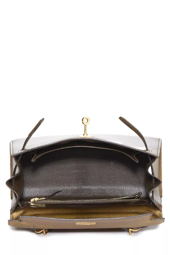 Metallic Gold Chevre Kelly Sellier 25cm, , large image number 5