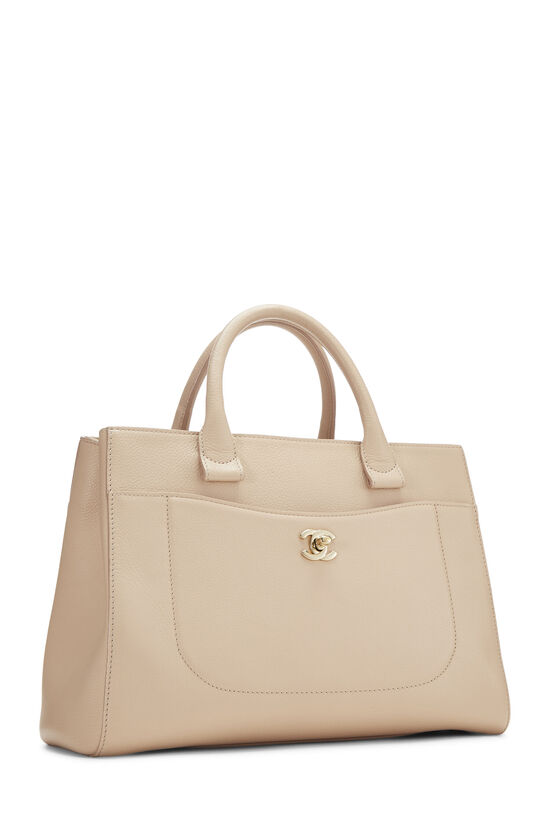 Beige Leather Neo Executive Shopping Tote, , large image number 3