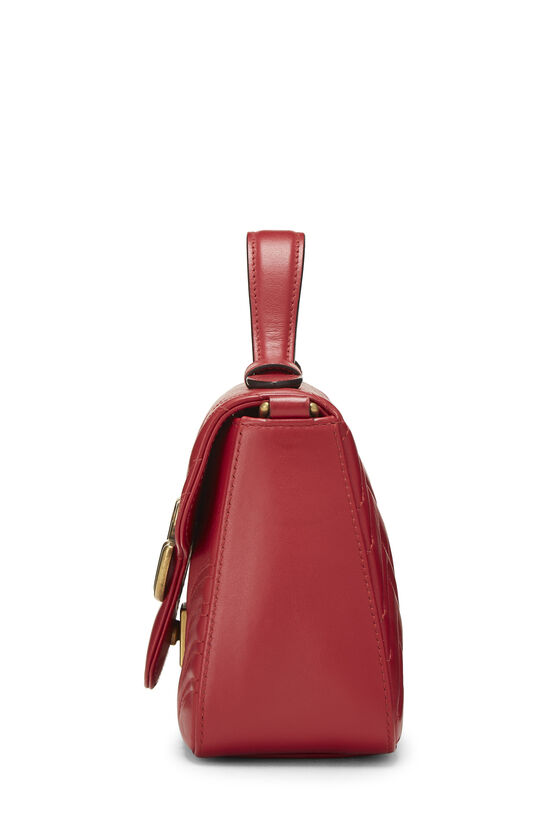 Gucci Red Leather GG Marmont Top Handle Bag Mini QFBJWX1LR9044 | WGACA