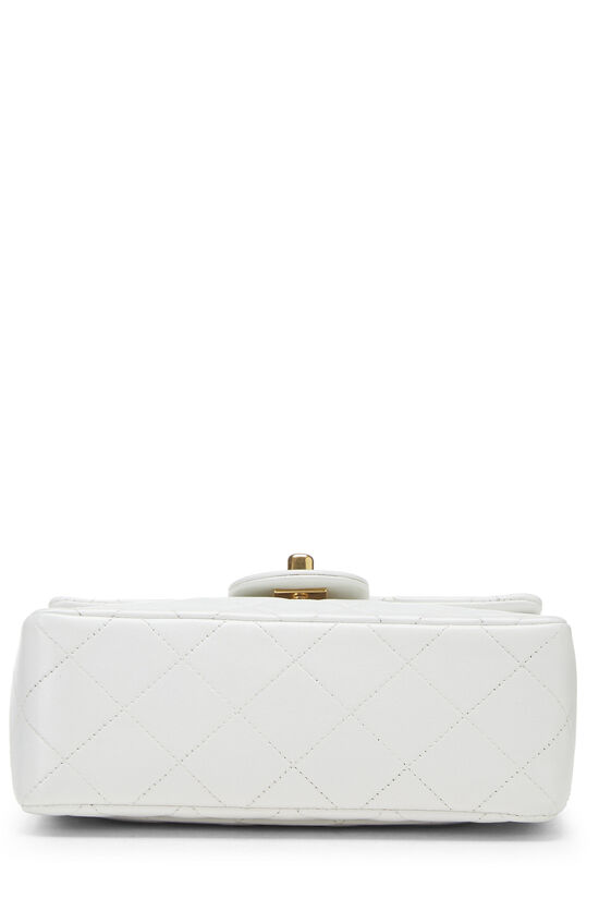 White Quilted Lambskin Half Flap Mini, , large image number 5