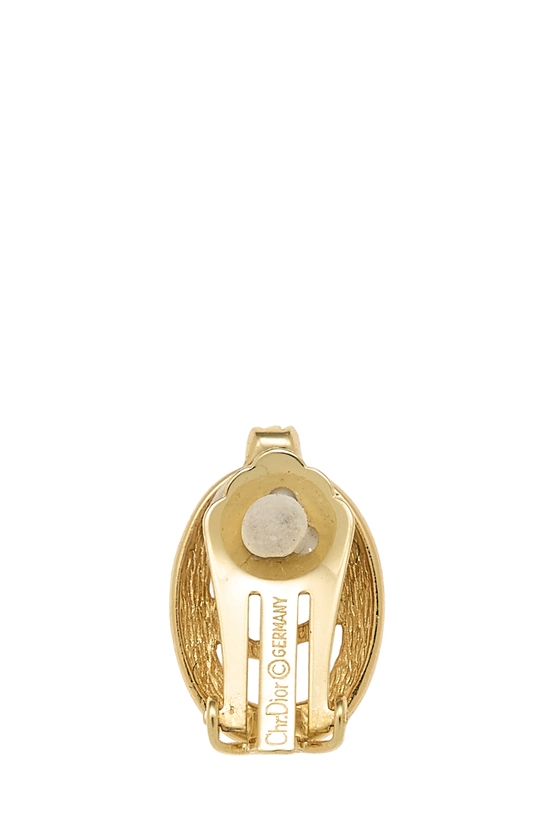 Gold Crystal Oval 'CD' Earrings, , large image number 1