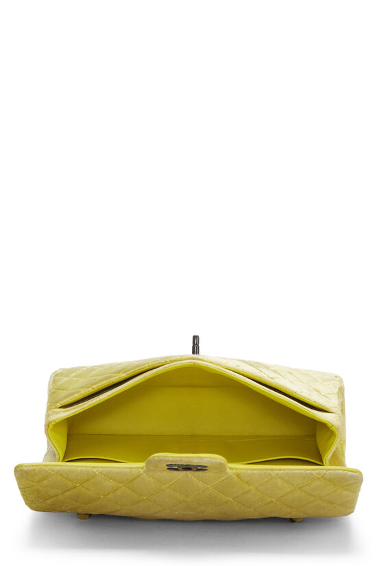 Yellow Quilted Velvet Classic Double Flap Small