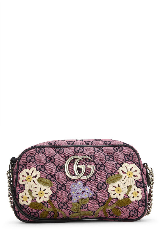 Pink GG Canvas Embroidered Marmont Crossbody Small, , large image number 0
