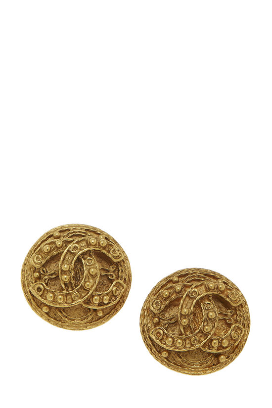 Gold 'CC' Filigree Round Earrings, , large image number 1