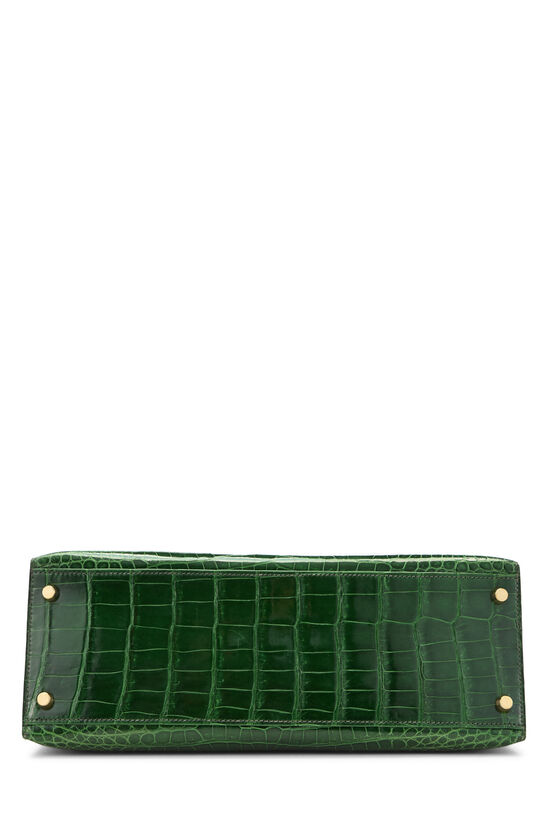 Emerald Crocodile Porosus Lisse Kelly Sellier 32, , large image number 4