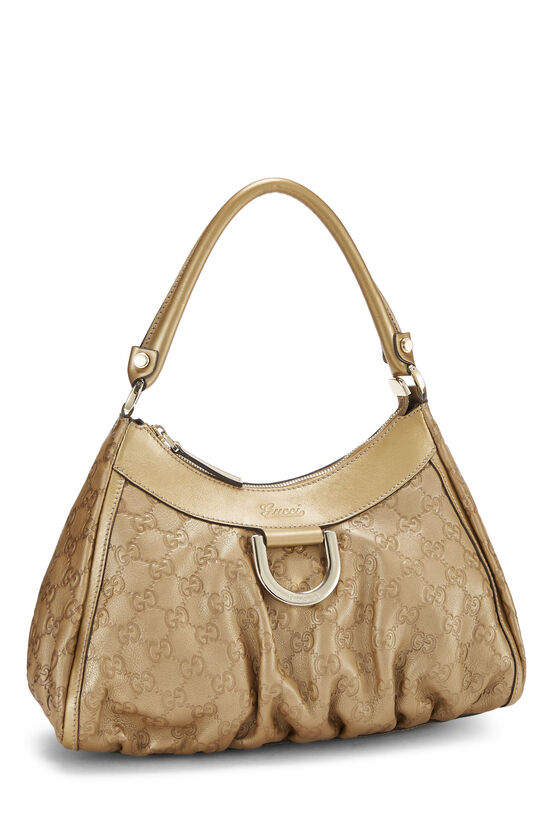 Gucci Gold Guccissima Abbey D-Ring Shoulder Bag Golden Leather