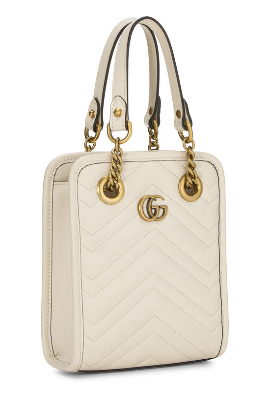 White Leather GG Marmont Tote Mini, , large image number 1