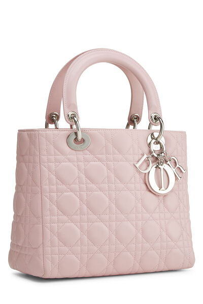 Pink Cannage Quilted Lambskin Lady Dior Medium, , large