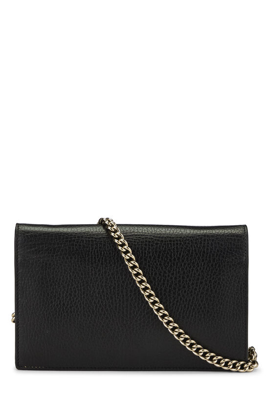 Black Leather Interlocking Wallet On Chain (WOC) Small, , large image number 3