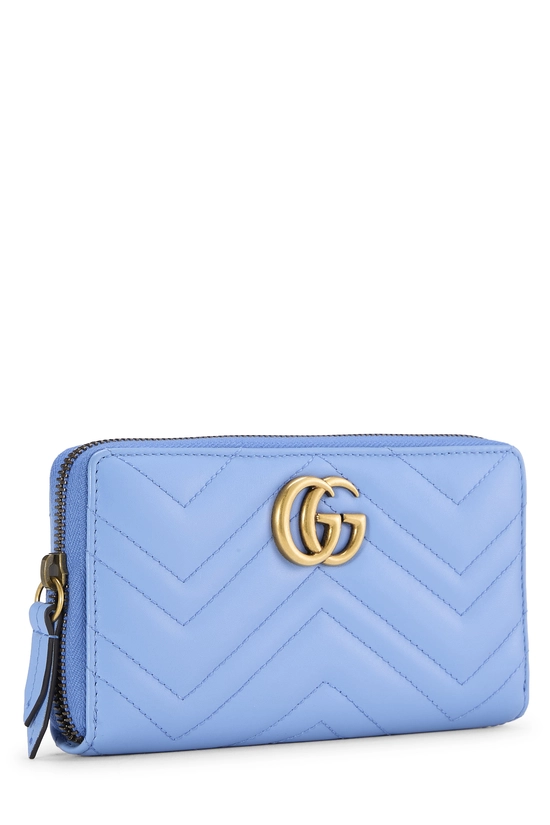 Blue Chevron Leather GG Marmont Zip Wallet, , large image number 1