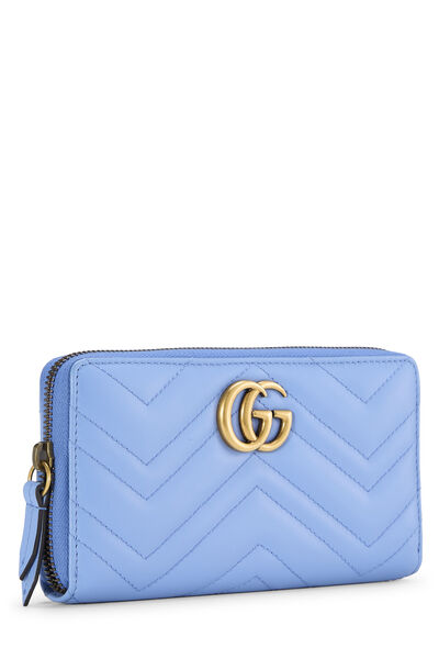 Blue Chevron Leather GG Marmont Zip Wallet, , large