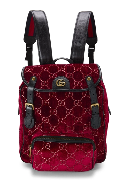 Gucci Burgundy Velvet Backpack Small