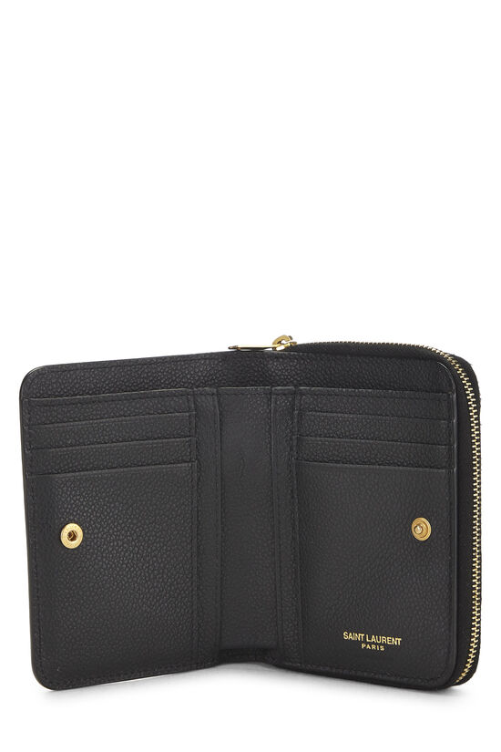 Black Calfskin Line Flap Compact Wallet, , large image number 3