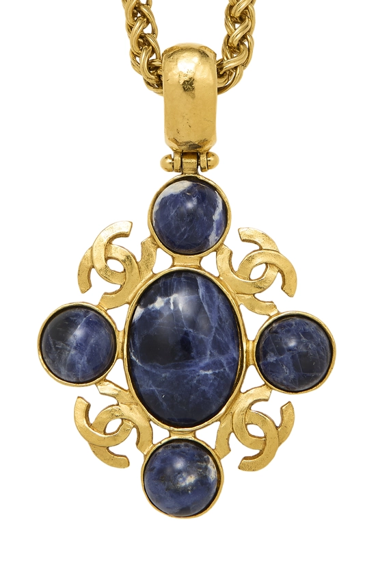 Gold Multicolor Gripoix Pendant Necklace, , large image number 1