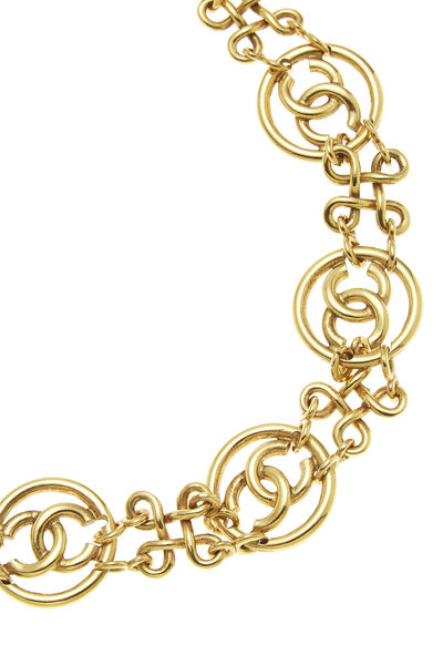 Gold 'CC' Circle Necklace, , large
