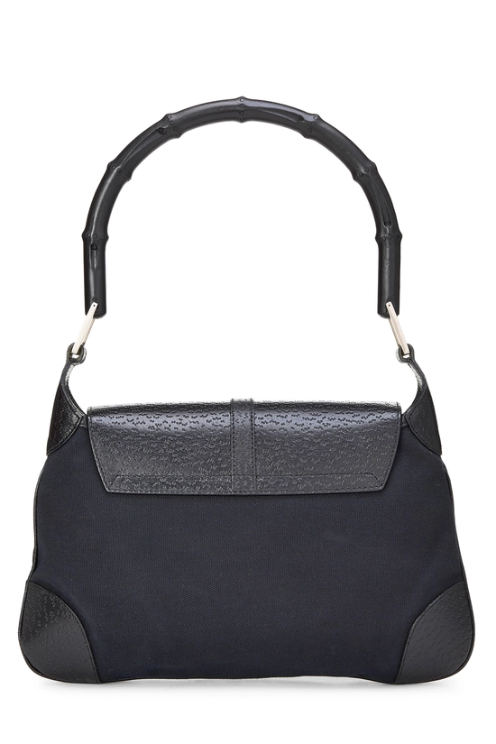 Black Canvas Bamboo Shoulder Bag, , large image number 3