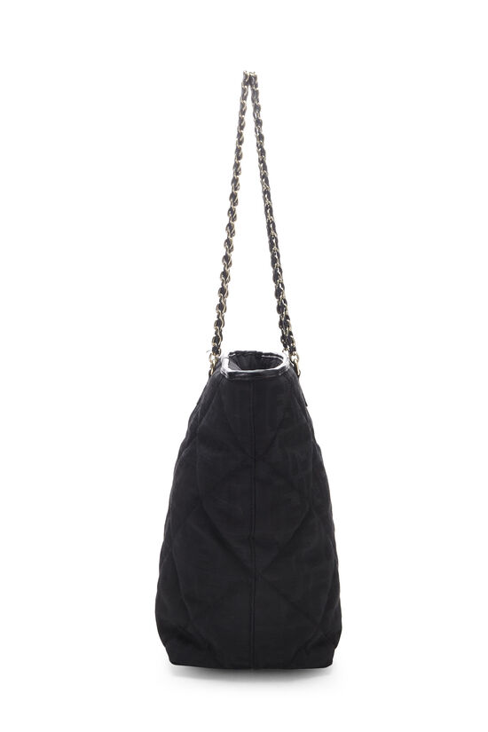 Black Quilted Canvas Chain Tote, , large image number 3