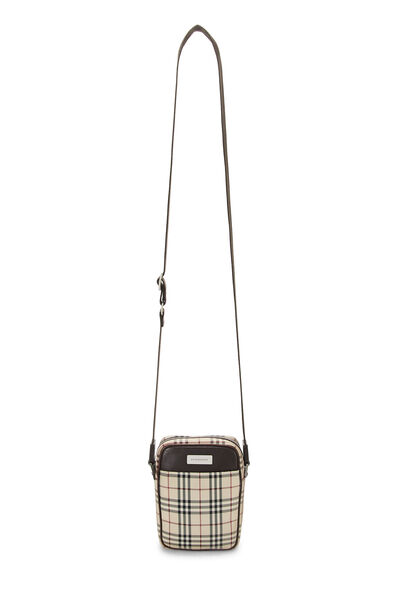 Brown Nylon House Check Vertical Camera Bag Mini, , large