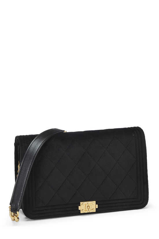 Chanel Black Quilted Velvet Boy Wallet on Chain (WOC) Q6BAMW39KB000