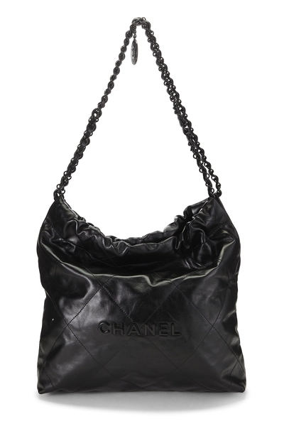 Black Calfskin "So Black" Chanel 22 Hobo Small