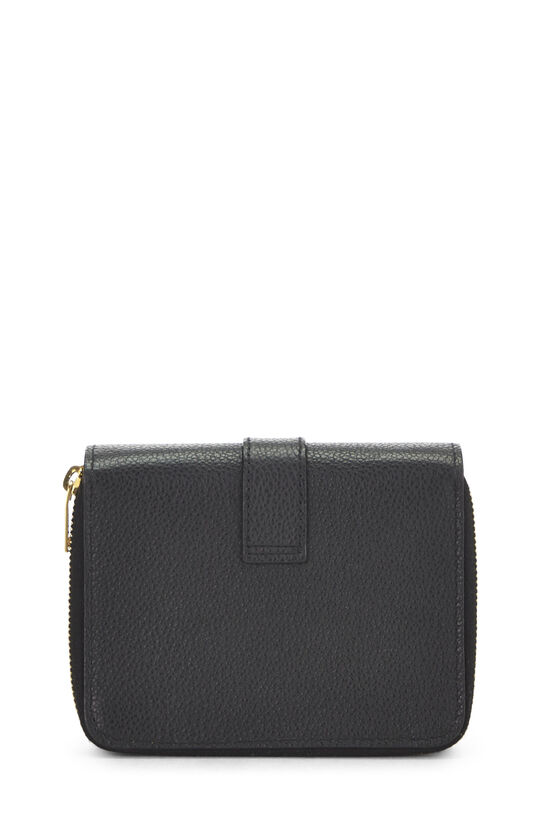 Black Calfskin Line Flap Compact Wallet, , large image number 2