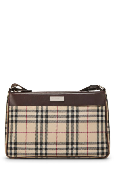 Brown Nylon House Check Crossbody Small