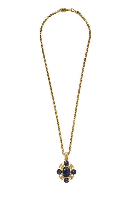 Gold Multicolor Gripoix Pendant Necklace, , large image number 0